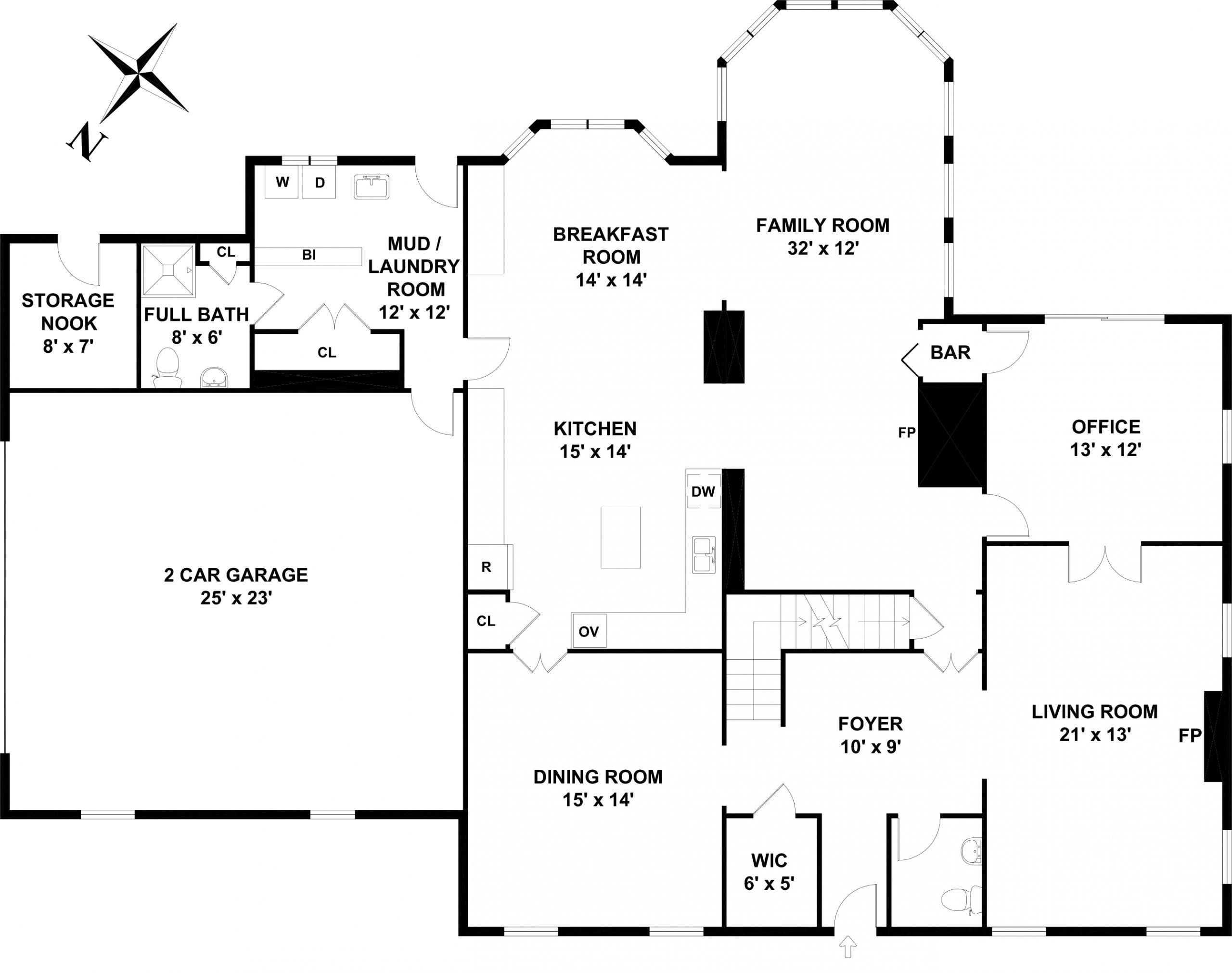 Floor plan of a building is shown in the picture