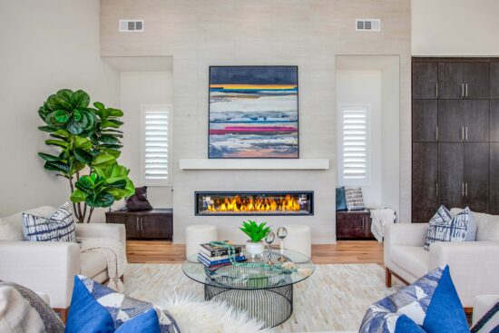 An Electric Fireplace in a Living Room Area